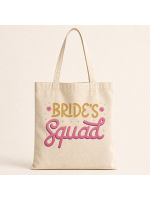 Mor Mürekkep Bride S Squad Yazı Baskılı Bez Çanta