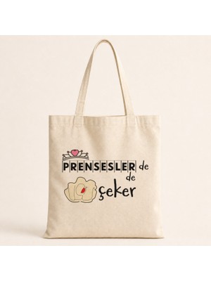 Mor Mürekkep Prensesler De Nah Çeker Baskılı Bez Çanta