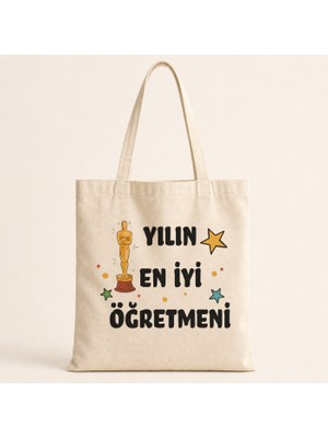 Mor Mürekkep Yılın En Iyi Öğretmeni Baskılı Bez Çanta
