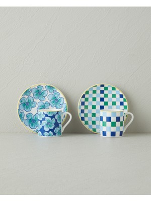 English Home Florentia New Bone China 4 Parça 2 Kişilik Kahve Fincan Takımı 80 ml Mavi
