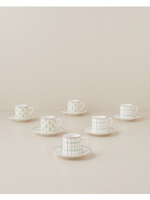 English Home Neva Flora New Bone China 12 Parça 6 Kişilik Kahve Fincan Takımı 80 ml Renkli