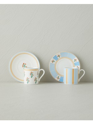 English Home Lumina New Bone China 4 Parça 2 Kişilik Kahve Fincan Takımı 80 ml Sarı