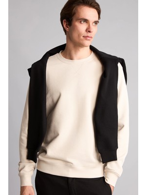 DeFacto Bisiklet Yaka Uzun Kollu Basic Sweatshirt E8339AX26AU