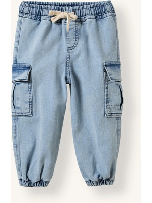 DeFacto Kargo Cepli Beli Lastikli Jogger Fit Jean Pantolon Erkek Bebek F3761A526AU