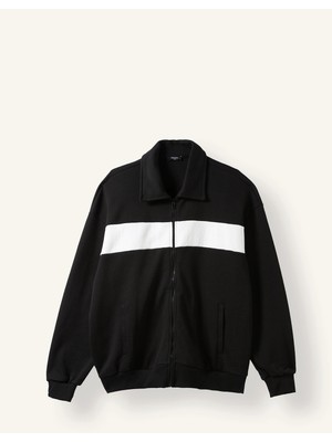 DeFacto Boxy Fit Polo Yaka Fermuarlı Şeritli Sweatshirt Hırka I0631AX26AU