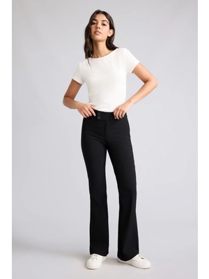 DeFacto Çift Düğmeli Flare Fit Normal Bel Standart Boy Bengalin Pantolon G2313AX26AU
