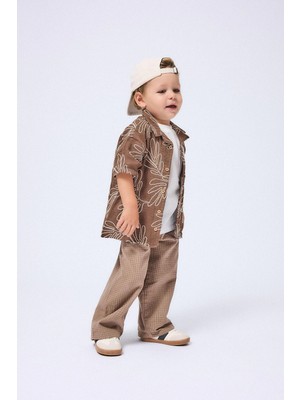 DeFacto Baggy Fit Beli Lastikli Cepli Düz Paça Kareli Pantolon Erkek Bebek I1370A526AU