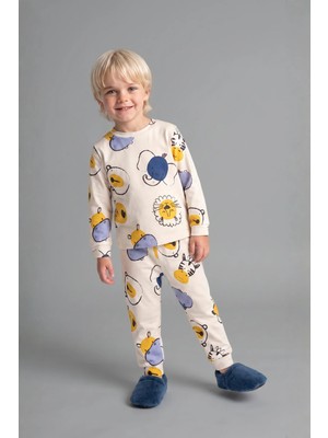 DeFacto Hayvan Baskılı Uzun Kollu Üst ve Lastikli Paça Alt 2'li Pijama Takımı Erkek Bebek I1435A526AU