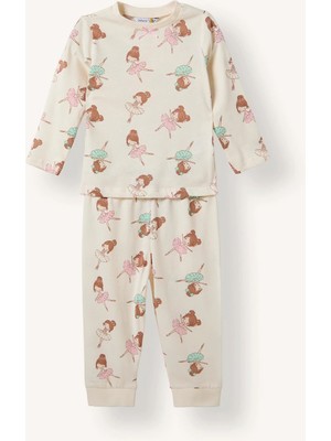 DeFacto Basic Bisiklet Yaka Üst Ensek Bel Alt 2'li Pijama Takımı Kız Bebek I1004A526AU