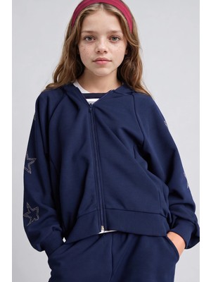 DeFacto Kapüşonlu Fermuarlı Yıldız Detaylı Sweatshirt Hırka Kız Çocuk I2953A826AU