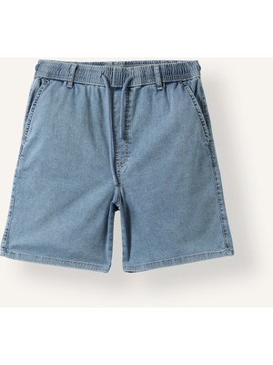DeFacto Beli Lastikli ve Bağcıklı Relax Fit Jean Bermuda Şort H8869AX26AU