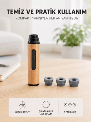 Nemere İthalat Ahşap Görünümlü Mini Küllük Taşınabilir Kompakt Tasarım 3 Farklı Uç Seçeneği Nemere I