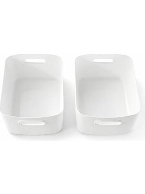 Uravas Store Buzdolabı Düzenleyici Sepet 2’li Set Beyaz Plastik Dolap Içi Organizer Mutfak Raf Düzenleyici