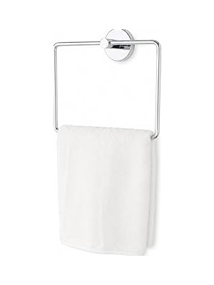 Uravas Store Alper Banyo Iris Krom Kaplama Kare Havluluk, Yapışkanlı ve Vidalı Montajlı Banyo Havlu Askısı, 35 mm Oval Bantlı