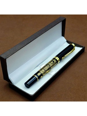 Uravas Store 13.5 cm Gold Kalem Kutulu Osmanlı Tuğralı Metal