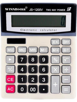 Uravas Store Düğmeli Hesap Makinesi 12 Haneli Geniş LCD Ekran Pil Ile Çalışan Büyük