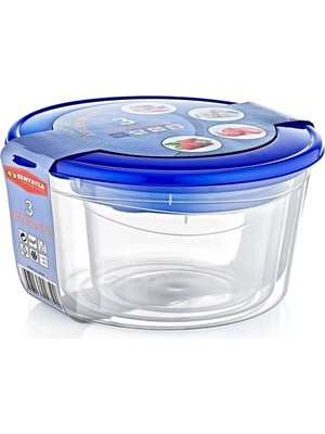 Uravas Store 5x9,5 cm Mavi 1 Adet Kullanıma Uygun 3'lü Derin Saklama Kabı Seti
