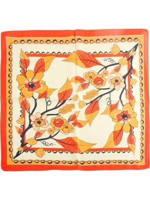 Hace Bazaar Yaprak Çiçek Desenli Zr Şifon Fular 50*50 cm