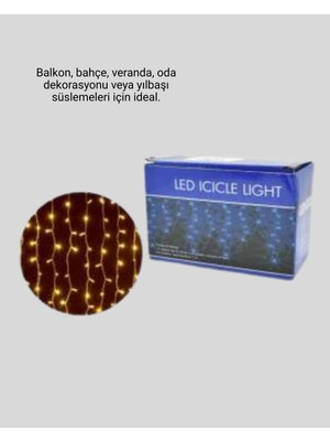 4 Metre Icicle Şelale LED Perde Işık Sarı Aydınlatma