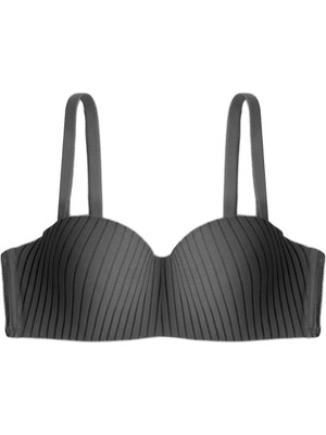 Cottonhill Seamless Bra - Striva | Siyah Mikro Çizgi Desenli Balenli Toparlayıcı Kadın Sütyen