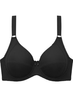 Cottonhill Bra - Novia | Siyah Büyük Beden Micro Balenli Minimizer Ayarlanabilir Askılı Kadın Sütyen