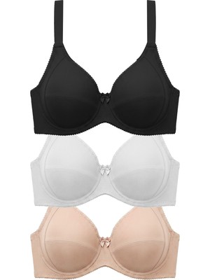 Cottonhill Bra - Novia | Büyük Beden Micro Balenli Minimizer Ayarlanabilir Askılı Kadın Sütyen 3'lü Paket-2