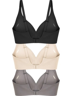Cottonhill Seamless Bra - Slight | Lazer Kesim Dikişsiz Dilim Detaylı Balensiz Kadın Sütyen 3'lü Paket-3