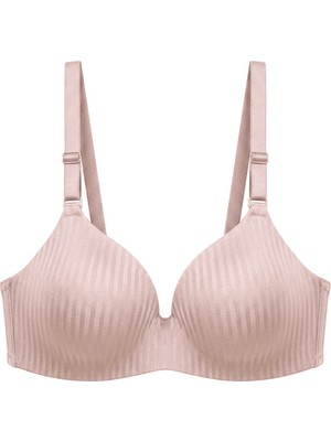 Cottonhill Seamless Bra - Rivelle | Pudra Mikro Çizgi Desenli Balensiz Günlük Kadın Sütyen