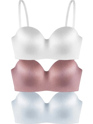 Cottonhill Seamless Bra - Maris | Micro Balenli Parlak Straplez Kadın Sütyen 3'lü Paket