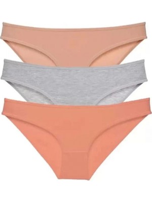 Hace Bazaar 3 Adet Eko Set Likralı Kadın Slip Külot Ten Gri Pudra