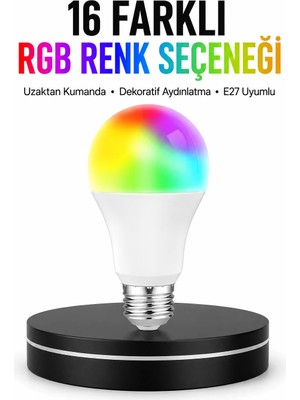 GRAYLINE Renk Değiştiren Rgb LED Ampul 16 Renk Uzaktan Kumandalı 2025 Model