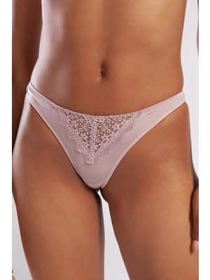 Hace Bazaar Garland Mini String, Kadın Güpürlü Açık Pembe Külot
