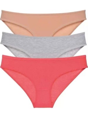 Hace Bazaar 3 Adet Süper Eko Set Likralı Kadın Slip Külot Ten Gri Fuşya