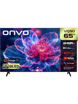 Onvo 65VQ90F3UA 65'' 165 Ekran Uydu Alıcılı 4K Ultra HD  Google Smart QLED TV