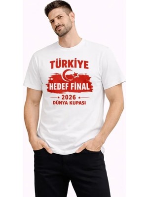 İkales Ikales Erkek Türkiye Baskılı Tişört Ay Yıldız 2026 Dünya Kupası Taraftar Forma T-Shirt - Beyaz