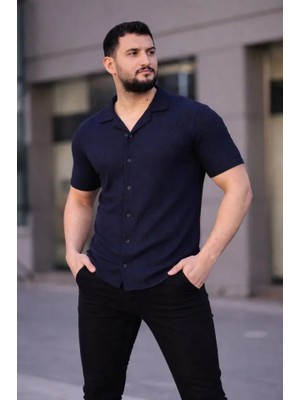 İkales Ikales Erkek Waffle Dokuma Açık Yakalı Düğmeli Regular Kalıp 3’lü Gömlek Seti - Bej, Beyaz, Lacivert