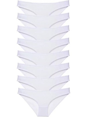 Hace Bazaar 8 Adet Süper Eko Set Likralı Kadın Slip Külot Beyaz