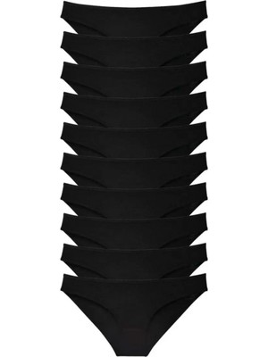 Hace Bazaar 10 Adet Süper Eko Set Likralı Kadın Slip Külot Siyah