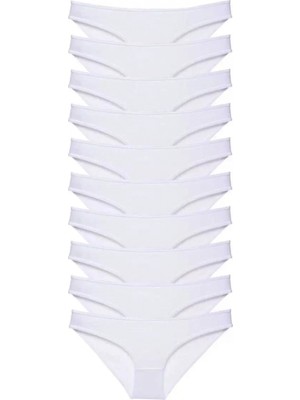 Hace Bazaar 10 Adet Süper Eko Set Likralı Kadın Slip Külot Beyaz