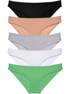 Hace Bazaar 5 Adet Süper Eko Set Likralı Kadın Slip Külot Siyah Ten Gri Beyaz Yeşil