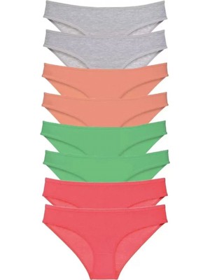 Hace Bazaar 8 Adet Süper Eko Set Likralı Kadın Slip Külot Gri Pudra Yeşil Fuşya