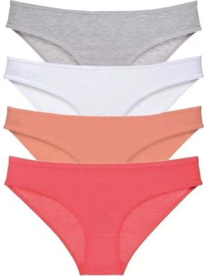 Hace Bazaar 4 Adet Süper Eko Set Likralı Kadın Slip Külot Gri Beyaz Pudra Fuşya