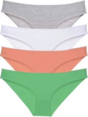 Hace Bazaar 4 Adet Süper Eko Set Likralı Kadın Slip Külot Gri Beyaz Pudra Yeşil