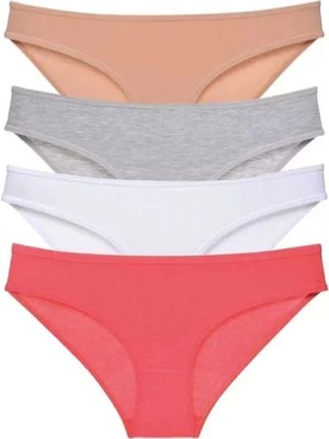 Hace Bazaar 4 Adet Süper Eko Set Likralı Kadın Slip Külot Ten Gri Beyaz Fuşya