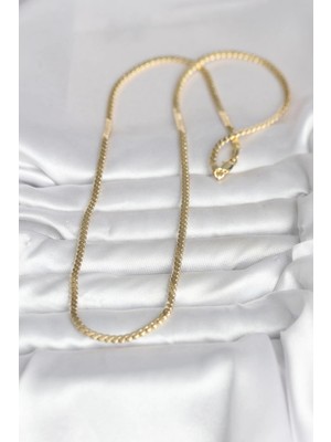 HBG Markt Mey Ithalat® cm 14K Gold Renk Yassı Ezme Zincir Model 60 cm Kadın Kolye