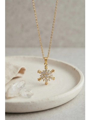 Renas Store 316L Çelik Zincir Gold Renk Kar Tanesi Kolye TJ-BKO11180