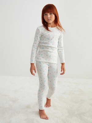 Lc Waikiki Yeni Sezon Bisiklet Yaka Çiçekli Kız Çocuk Pijama Takımı
