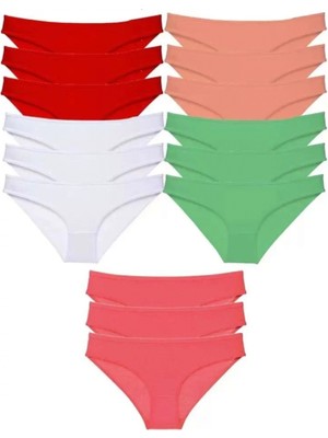 Hace Bazaar 15 Adet Süper Eko Set Likralı Kadın Slip Külot Kırmızı Beyaz Pudra Yeşil Fuşya