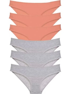 Hace Bazaar 6 Adet Süper Eko Set Likralı Kadın Slip Külot Pudra Gri