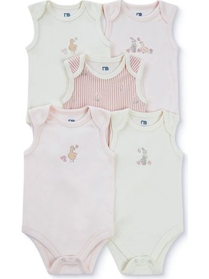 Mothercare Kız Bebek 5li Body Hayvan Baskılı Çıtçıtlı Zarf Yaka Long Sleeve